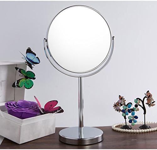 Ohcde Dheark 7 Inch Dual Side Metal Round Shape 360 Degree Rotating Cosmetic Mirror, Desktop Makeup Bathroom 3X Magnifier Mirror
