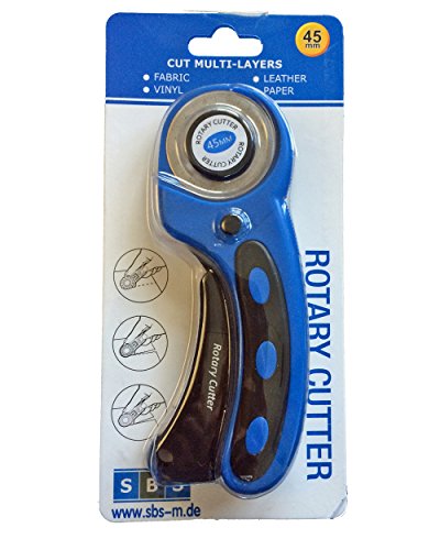 SBS Stoffschneider Rollschneider Professional Schnittrad d. 45 mm Blau + 5 Stück Ersatzklingen - 2