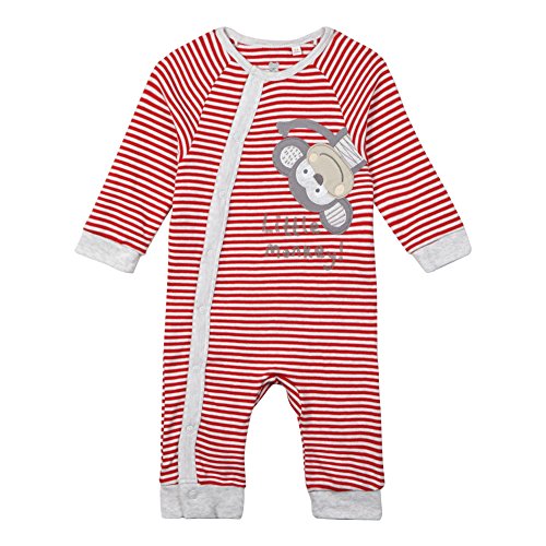 Bluezoo Kids Babies Red Striped Monkey Sleepsuit 3-6 Months