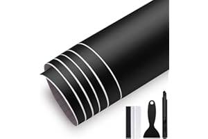 GRTHTATI 30cm x 300cm Matt Schwarz Auto Folie Autofolie Blasenfrei mit Luftkanälen Klebefolie Auto Außen Wrapping Folie Innenraum für Motorrad, Bike, DIY (Matt Schwarz, 30cm x 300cm)