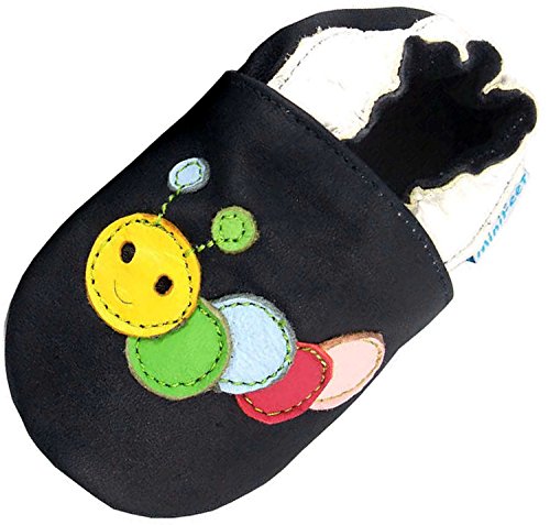 MiniFeet Soft Leather Baby Shoes, Curly the Caterpillar, 6-12 Months
