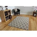 Alfombra Clásica Gris Enrejado Tacto Suave Milan 1799-H22 - 5 Tamaños