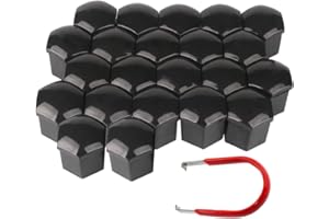 Gebildet 22pcs 19mm Haute qualité Boulon Ecrou Couvre,Capuchons Protection Hexagonal pour écrous de Roue,avec Outil Demontage(Noir)