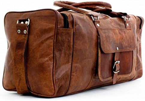 26" Men's genuine vintag Leather large duffle travel gym weekend overnight bag