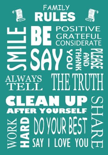 Homestreet Signs Wooden Hanging Personalised Family Rules Plaque Or Sign 29 x 20cm WITH YOUR FAMILY NAME - Ideal Unique Gift (Turquoise)