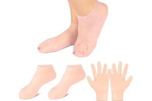 BeauFairy Chaussettes Hydratantes, Chaussettes Gel de Silicone et Gants Hydratants, Chaussettes de Pédicure Spa, Douces pour Soin des Pieds, Antidérapantes Réutilisable pour Réparer les Pieds Secs 03