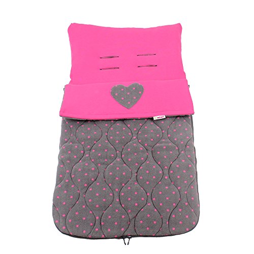 Minene Foot Muff Heart (Dark Grey/ Fuchsia)