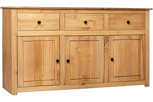 vidaXL Aparador Estilo Panamá Mobiliario Hogar Duradero Robusto Resistente Práctico Funcional Elegante Moderno Útil 135x40x80cm Madera Maciza Pino