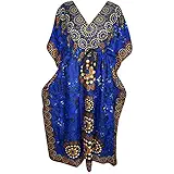 Indiatrendzs Women Kimono Kaftan Nightdress Printed Light Viscose Sleepwear Long Maxi Nighty