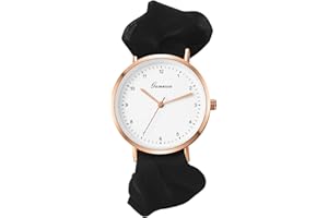 JewelryWe Montre Femme Fantaisie Extensible,Montre Femme Bracelet Elastique en Gaze,Montre Femme Analogique Quartz Simple à Bracelet Bandeau de Cheveux,1 ATM Etanche,Cadeau pour Femme