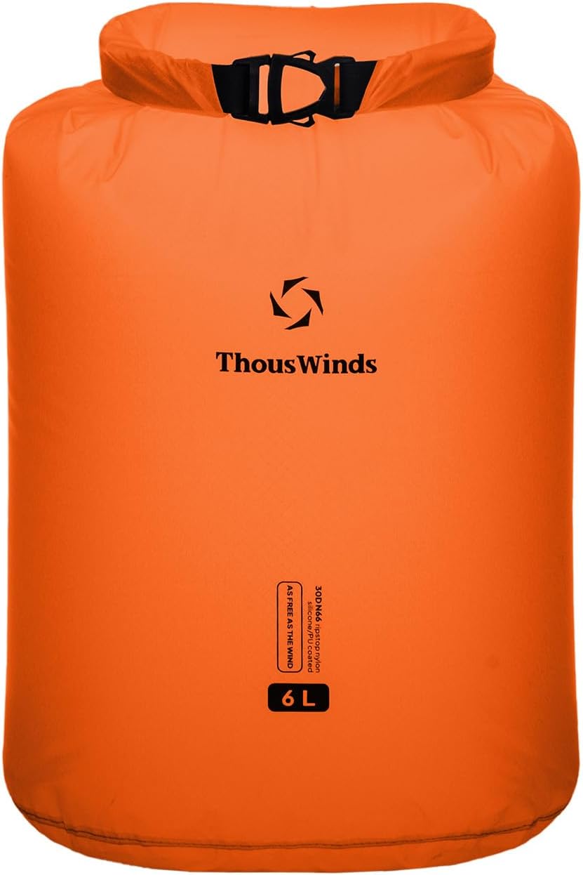 Thous Winds 6L Dry Bag, Lightweight Waterproof Bag, Roll Top Design for Camping, Travel, Paddle Board, Boating Essentials