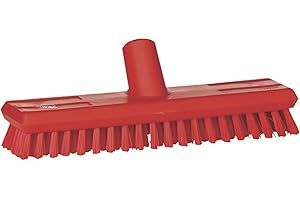 Vikan 70414 Stiff Bristle Deck Scrub, 10-3/4" Polyester, Red