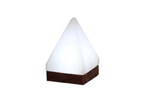 HIMALAYA SALT DREAMS Beleuchteter Salzkristall USB Pyramide White Line mit Holzsockel, Kristallsalz aus Punjab/Pakistan, Weiß, ca. 7 x 7 x 11 cm, 2-Einheiten