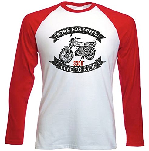 Download Teesandengines Men's HONDA SS50 Red Long Sleeved T-shirt Size XLarge