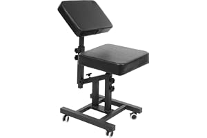 TESUGN Tattoo-frisörstol, justerbar höjd med 180° ryggstöd och hjul | Total sitthöjd och sitthöjd (80–98 cm/43–61 cm) justerbar, ryggstöd 180° svängbart och justerbart avstånd
