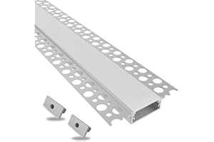 EVOTRADE Barra de perfiles para unión de paneles de yeso con canal para iluminación LED, barras de 2 m, empotrables y cubierta de luz continua (plana – XL