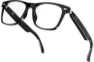 BLESSOURCE Smart Glasses for Men & Women, Open Ear Bluetooth Audio Glasses, Built in Mic & Speakers, Blue Light Filter & UV Pretection Polarized Lenses, IP65 Waterproof Bluetooth Glasses, Black