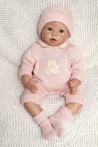 Fachel Reborn Baby Doll realistic baby dollsVinyl Silicone Babies 55cm 22inch Doll Newborn real baby doll Life Like Reborn Pacifier Doll Pink sweater doll