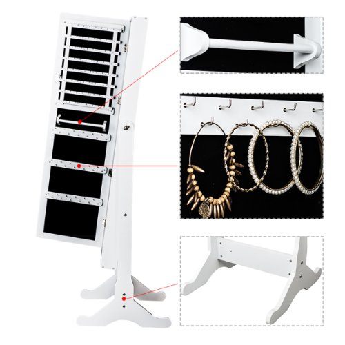 ZNL 150cm Schmuckschrank Spiegelschrank Standspiegel Spiegel Spiegelschmuckschrank weiß JCYJ01 - 6