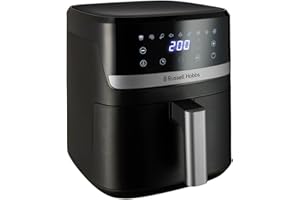 ‎RUSSELL HOBBS Russell Hobbs Frytkownica beztłuszczowa 5.5L [Kompaktowa, 9 funkcji] Satisfry (Części nadające się do mycia w zmywarce, Nieprzywierająca powłoka, Bez BPA, Ekran dotykowy, Smażenie bezolejowe) 27621-56