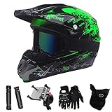 CONJUNTO DE CASCO FUERA DE CAMINO: Motocicletas Accesorios de casco integral con guantes de motocicleta, Gafas de motocicleta, Máscara de motocross, Puños de motocicleta (Manilla de motocicleta de aleación de aluminio), Soporte para teléfono Moto