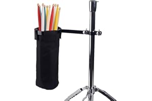 Ogdni Drum Stick Bag Holder, Nylon Mallet/Brush/Beater Stick Holder with Aluminum Clamp for Drum Kit & Music Stand (1.5-3cm Diameter Pole), UP to 12 Pairs of Sticks