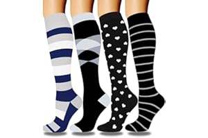 DRESHOW 4 Pary Skarpet Kompresyjnych Dla Kobiet i Mężczyzn Najlepsze Wsparcie Dla Sportowców, Biegania, Jazdy na Rowerze, Podróży