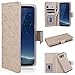 Produktbild SMART LEGEND Lederhülle für Samsung Galaxy S8 Plus Hülle Ledertasche Handyhülle Gold Schutzhülle Premium PU Leder Flip Wallet Case Protective Cover Innere Weiche Silikon Bookcase Handy Tasche Schale mit Kartenfächer Magnetverschluß Standfunktion Etui