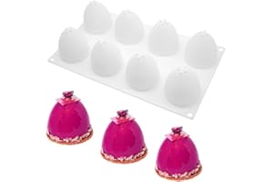 XiaoShenLu Moule en Silicone, Moule Gateau pour Glace Chocolat Pâtisserie Dessert, 8 Trous Forme de Demi Oeuf
