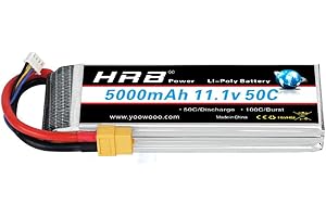 HRB POWER HRB LiPo Batterie 3S 5000mAh 11.1V 50C XT60 Plug pour RC Plane Traxxas 2872X, DJI F450 Quadcopter, RC Airplane, RC Helicopter, RC Car/Truck, RC Boat