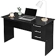 WOLTU TS59sz Computertafel 120x59x75cm - Bureau Met 3 Lades En Slot | Zwarte PC-werktafel Kantoortafel Spaanplaat