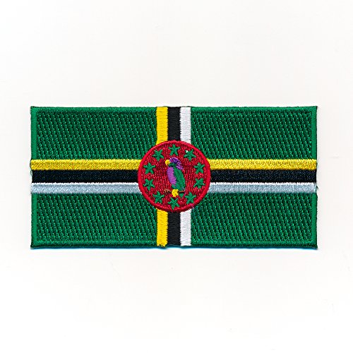 hegibaer 70 x 35 mm Dominica Flag Roseau Flag Caribbean Patch Sew-On / Iron-On Patch 1047 B