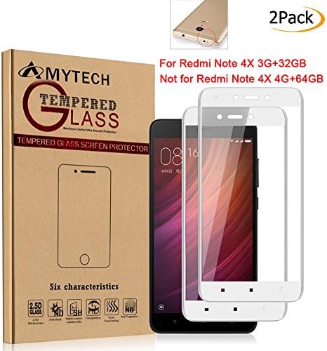 [2 Packs] Xiaomi Redmi Note 4X 3G+32G Screen Protector,Amytech Edge Full Coverage Screen Protector Scratch resistant Ultra Clear Premium Quality 2.5D Pro Fit 9H Tempered Glass 0.33mm for Xiaomi Redmi Note 4 Global Version