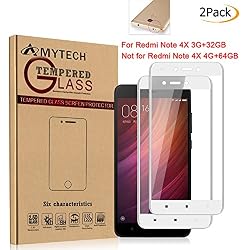 [2-Pack]Xiaomi Redmi Note 4X Protector de Pantalla Cristal Templado,Amytech Edge-Cobertura Completa Vidrio Templado