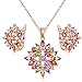 Jewels Galaxy Valentine Gifts Crystal Elements Sparkling Colors 18K Rose Gold Plated Floral Design Pendant Set For Women/Girls RS.595.00