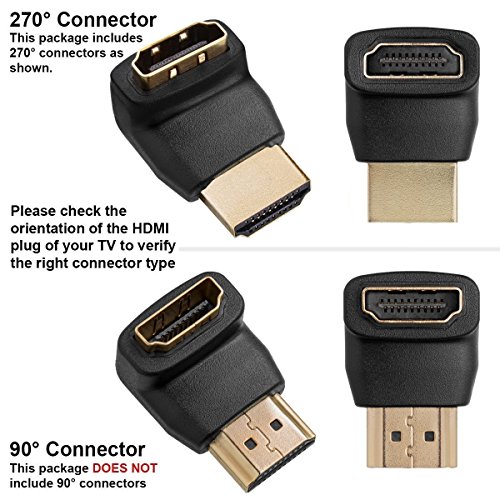 UBest 3x HDMI 270° Winkeladapter 19pol / HDMI-Stecker auf HDMI-Buchse – VERGOLDETE Kontakte Schwarz - 5
