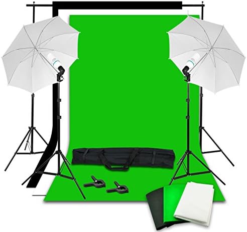 Earlybird Savings Studio Photography Continuous Lighting Kit 2 X 135W Flash Light Set with Backdrops Umbrellas- 1.6 X 3m Backdrop