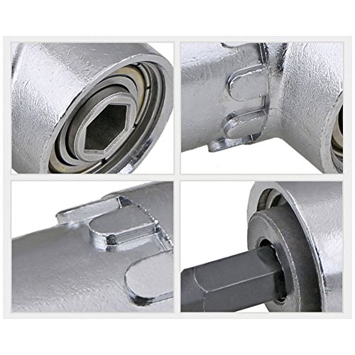 JTENG Winkelschrauber Vorsatz Adapter mit 1/4-Zoll Schnellwechsel- und magnetischen Bit Halter, Winkelschraubendreher Winkelgetriebe Winkelgetriebevor - 4