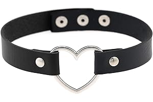 DTWAWA PU Leather Gothic Choker Collar Chain Belt, Adjustable Punk Rock Necklace Gift for Girlfriends Daughter