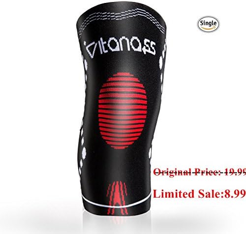 Vitanass Knee Compression Sleeve Support for Pain Relief -Perfect for Running,Jogging,Basketball,Sports-Single