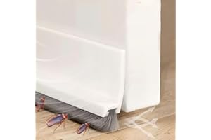 Vingspina 100cm Blanco Burlete Bajo Puerta, Junta de Cepillo, Burlete Silicona Puerta Autoadhesivo, Ajustable Tira de Sellado para Antipolvo, Aislamiento Acústico, Viento, Agua e Insectos