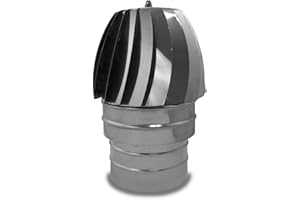 CAEXVEN Sombrerete Aspirador Giratorio en Acero Inoxidable - Serie Lisa y Helicoidal - 150 mm