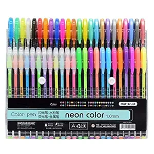 Hayman 48 Pc Gel Pens set Color gel pens, Metallic, Neon pens,Glitter Set Good gift For Coloring Kids Sketching Painting Drawing