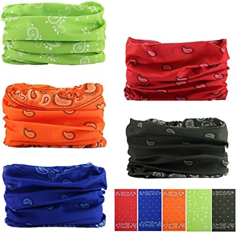 WONBORY Headwear Bandana Headband - Wrap Scarf UV Versatile Facemask Lightweight Sports & Casual for Outdoor Climbing Camping Hiking (5PCS-Set-4)