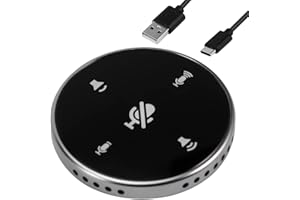 SDFLKAE 360° Omnidirectional Microphone with Mute Button USB Conference Microphone with Speaker Computer Condenser Mic Touch-Sensor Buttons to Mute/Volume for Streaming