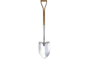 Kent & Stowe Stainless Steel Pointed Spade, Traditionally-Styled Garden Spade with Extended Shank and Large Tred, All Year Round Garden Tools Made from Stainless Steel and Ash Wood