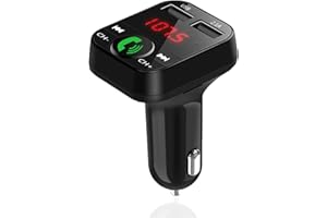 RedRay Bluetooth 5.3 FM Transmitter for Car, Bluetooth Car Adapter 18W Max Dual USB Fast Car Charger Hands-Free Calling, Music Player Support 64Gb U Disk with Wireless Radio Receiver,& Bass Boost