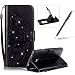 Produktbild Für Samsung Galaxy Note 4 Hülle Lanyard Leder Brieftasche Case,Für Samsung Galaxy Note 4 Strap Schutztasche Leder Hülle,Herzzer Prämie Bling Glitzer Diamanten Einfarbig [Schmetterling Blätter Geprägte Geschnitzte] PU Leder Geldbörse Bookstyle Magnet Kartenfach Schutzhülle Tasche Leder Handyhülle Case Cover für Samsung Galaxy Note 4 + 1 x Frei Schwarz Handy Halterung Ständer + 1 x Frei Schwarz Touch Pen Stift Stylus - Schwarz