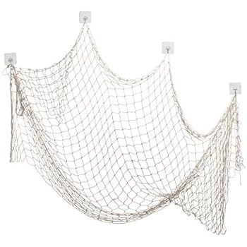 Deko Fischernetz 200x400cm Beige - Maritime Dekoration Aus Baumwolle