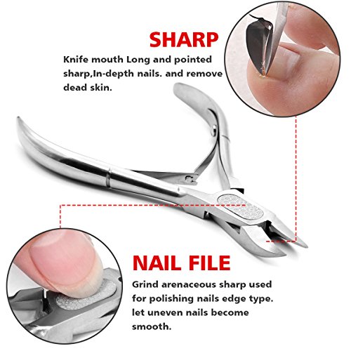 Aodoor Edelstahl Eingewachsene Nägel Eckenzange, super spitz ,Sicherheit Fußpflege, Für Fingernägel Fußnägel, Toe Pediküre Maniküre Werkzeuge, Nagelscherer Nagelhautmesser Nippers Ingrown Pediküre Maniküre Werkzeug - 3
